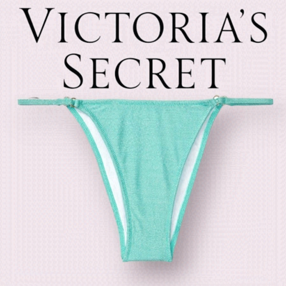 Victoria's Secret Swim aqua sparkly Sardinia Shimmer Brazilian bottom in S